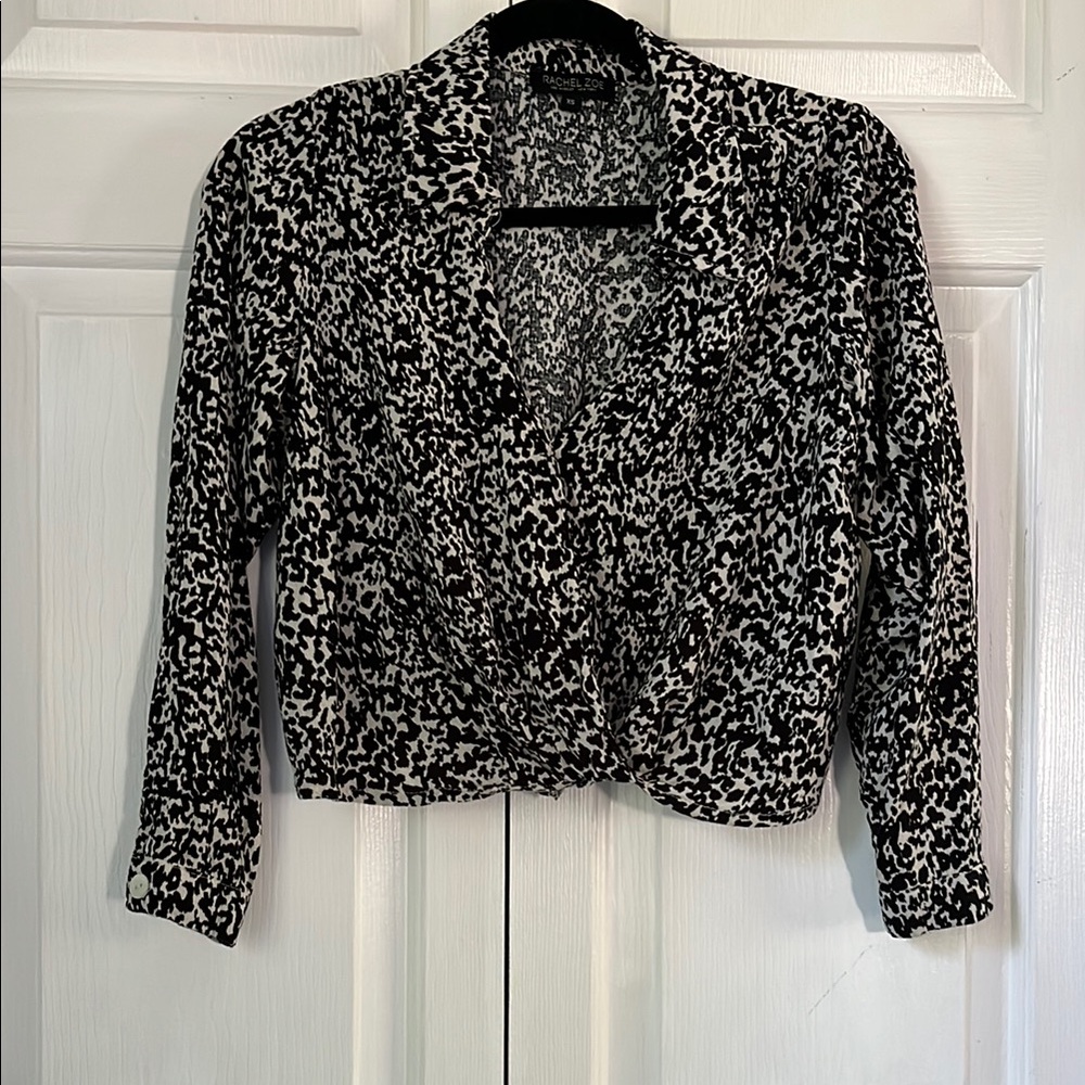 Rachel Zoe Black and White Abstract Blouse